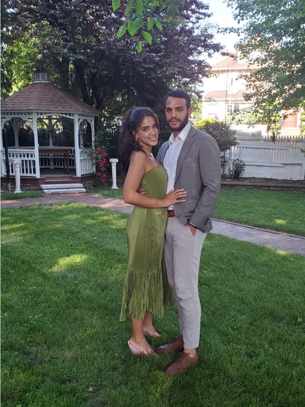 Abercrombie Pleated Olive Green Strapless Midi Dress